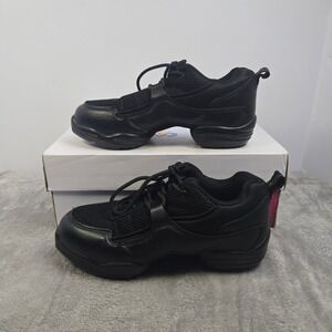 Capezio DS11 Fierce Dansneaker Black Split Sole Dance Shoes Womens 7 DS11 Black